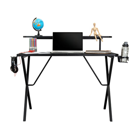 Escritorio Gamer Black Negro y Fibra de Carbono 55x110cm sin Cajones - ESCRITORIOS | Bylmo