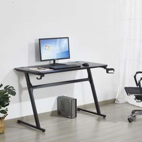 Escritorio Gamer Carbon Racer Negro y Fibra de Carbono 60x120cm sin Cajones - ESCRITORIOS | Bylmo