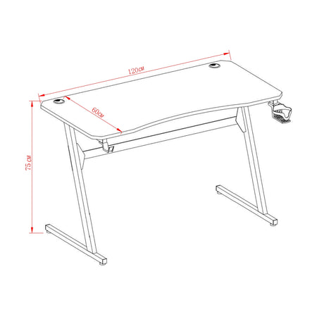 Escritorio Gamer Carbon Racer Negro y Fibra de Carbono 60x120cm sin Cajones - ESCRITORIOS | Bylmo