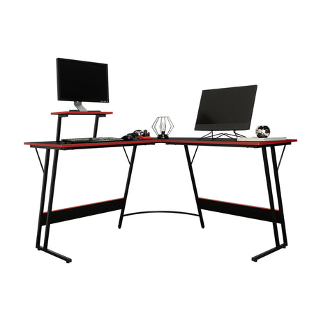 Escritorio Gamer en L Carbon Racer Negro y Rojo 130x130cm sin Cajones - ESCRITORIOS | Bylmo