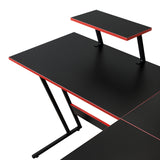 Escritorio Gamer en L Carbon Racer Negro y Rojo 130x130cm sin Cajones - ESCRITORIOS | Bylmo