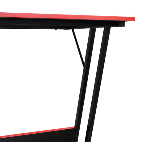 Escritorio Gamer en L Carbon Racer Negro y Rojo 130x130cm sin Cajones - ESCRITORIOS | Bylmo