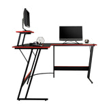 Escritorio Gamer en L Carbon Racer Negro y Rojo 130x130cm sin Cajones - ESCRITORIOS | Bylmo