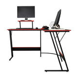 Escritorio Gamer en L Carbon Racer Negro y Rojo 130x130cm sin Cajones - ESCRITORIOS | Bylmo