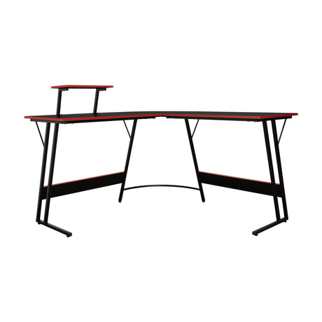 Escritorio Gamer en L Carbon Racer Negro y Rojo 130x130cm sin Cajones - ESCRITORIOS | Bylmo