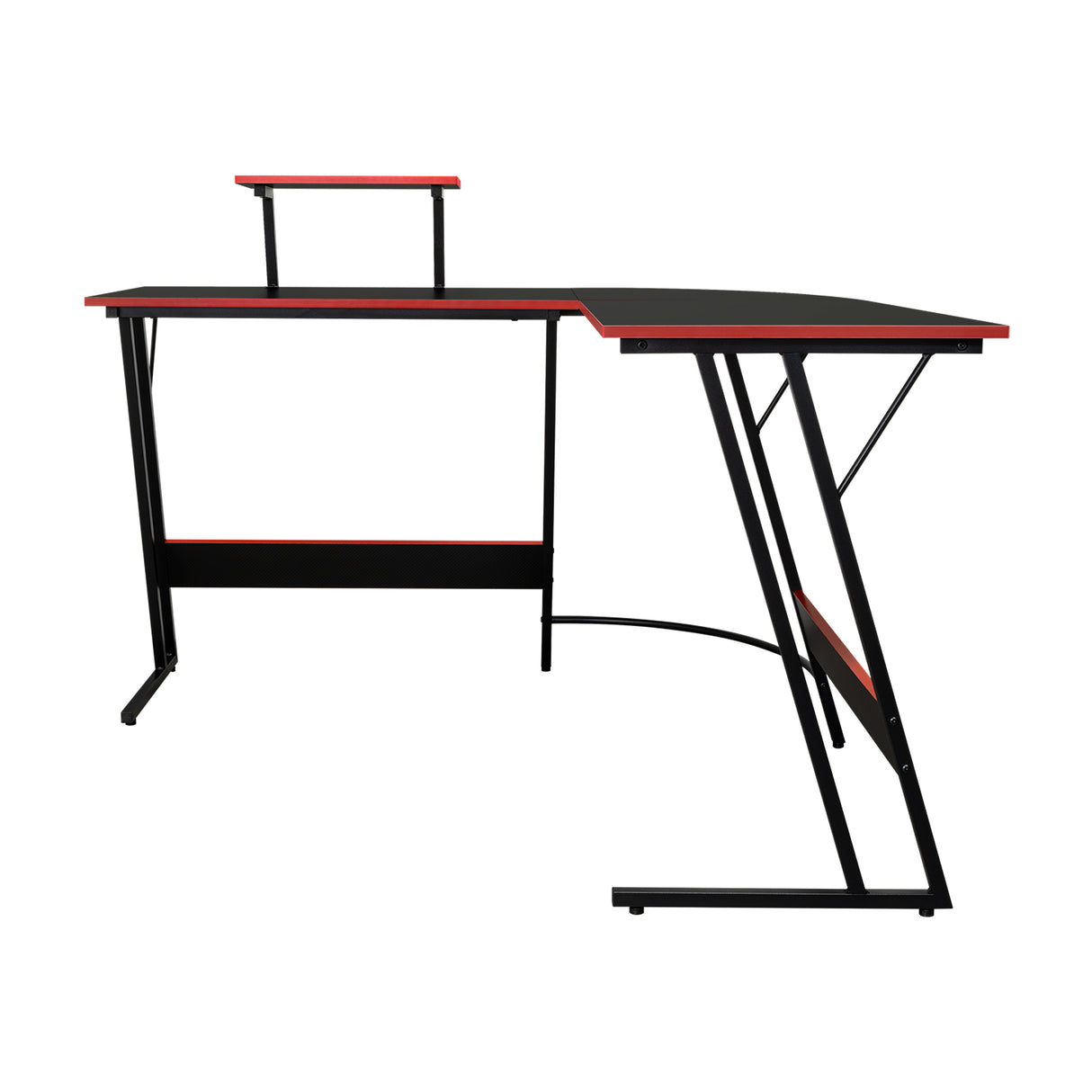 Escritorio Gamer en L Carbon Racer Negro y Rojo 130x130cm sin Cajones - ESCRITORIOS | Bylmo