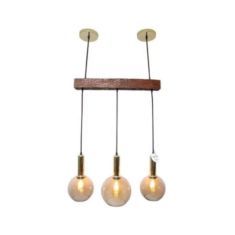 Lámpara de Techo Colgante Lusail Madera y Dorado 30x152cm Ajustable con Bombilla LED - LAMPARAS DE TECHO | Bylmo