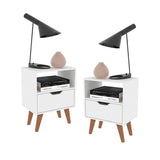 Combo 2 Mesas de Noche Essen Blanco 25.8x54cm con Un Cajon y un Compartimiento - MESAS DE NOCHE | Bylmo