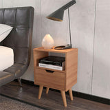 Combo 2 Mesas de Noche Essen Almendra 25.8x54cm con Un Cajon y un Compartimiento - MESAS DE NOCHE | Bylmo