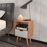 Combo 2 Mesas de Noche Essen Blanco Almendra 25.8x54cm con Un Cajon y un Compartimiento - MESAS DE NOCHE | Bylmo