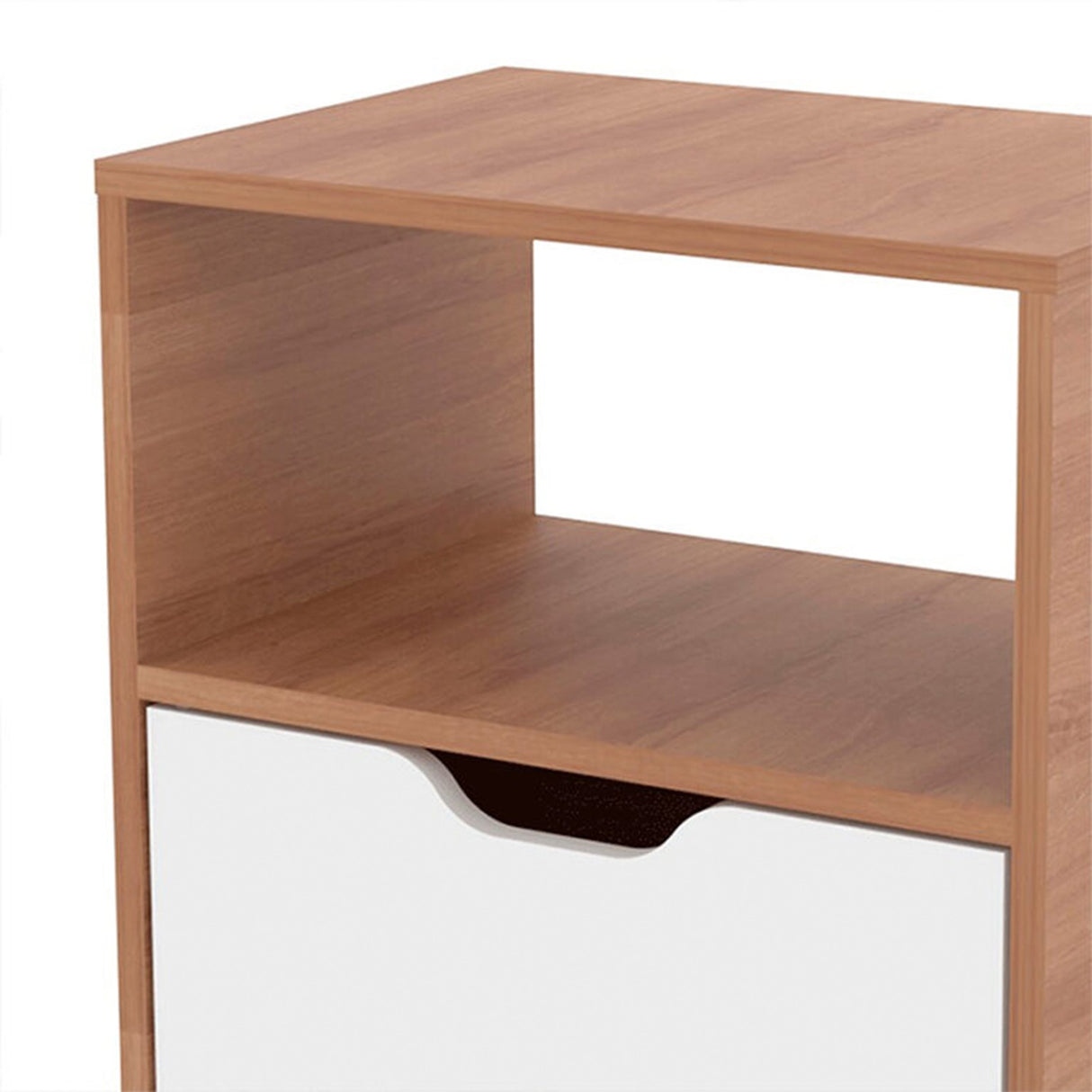 Combo 2 Mesas de Noche Essen Blanco Almendra 25.8x54cm con Un Cajon y un Compartimiento - MESAS DE NOCHE | Bylmo