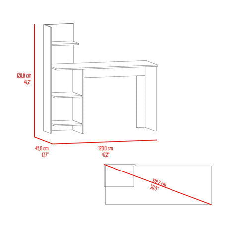Escritorio Vilna Cemento 120x120.6cm con Organizador de Libros - ESCRITORIOS | Bylmo