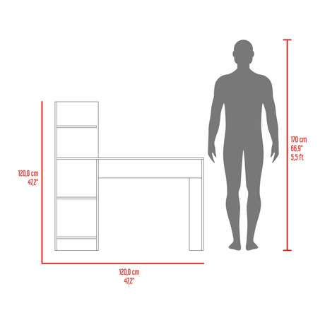 Escritorio Vilna Cemento 120x120.6cm con Organizador de Libros - ESCRITORIOS | Bylmo