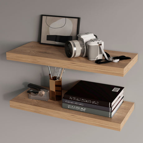 Set de Dos Repisas Flotantes Macadamia 80x4cm Rectangulares - REPISAS | Bylmo