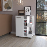 Bar Carro Blanco 60x82.1cm con Cinco Compartimientos y con Seis Portabotellas - BARES | Bylmo