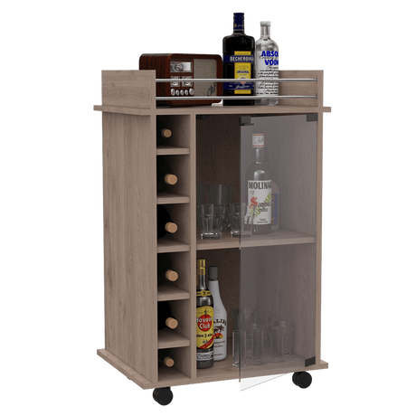 Bar Dukat Ceniza 55x89cm con Cuatro Compartimientos y con Seis Portabotellas - BARES | Bylmo