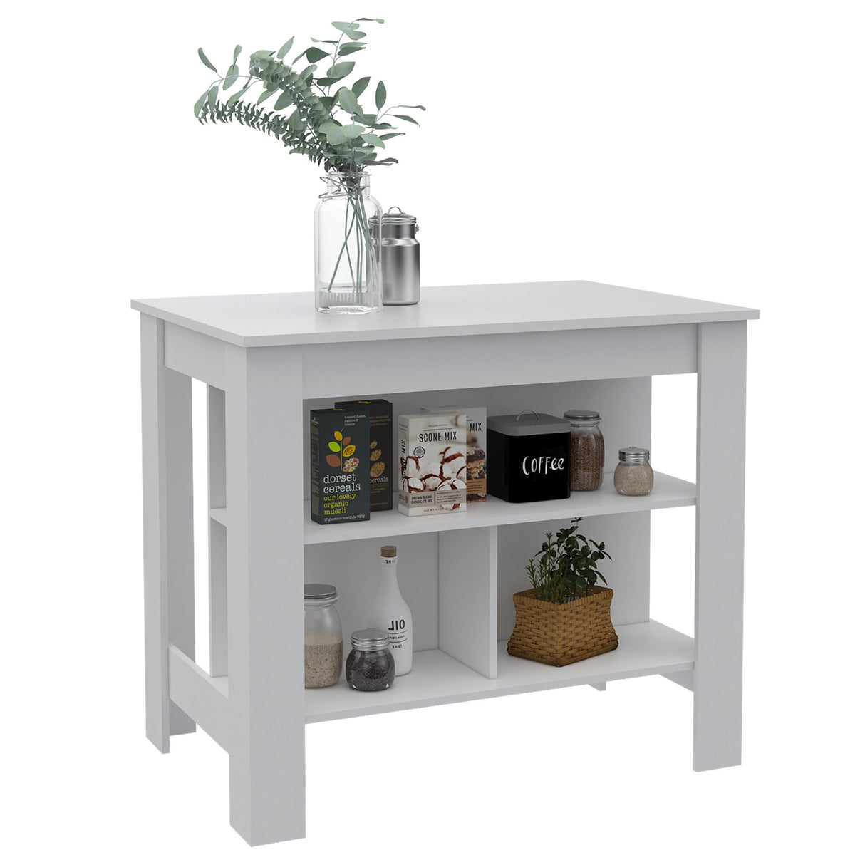 Mueble Auxiliar de Cocina Cala Blanco 103x90cm con Tres Compartimientos - BARRAS Y MUEBLES AUXILIARES | Bylmo