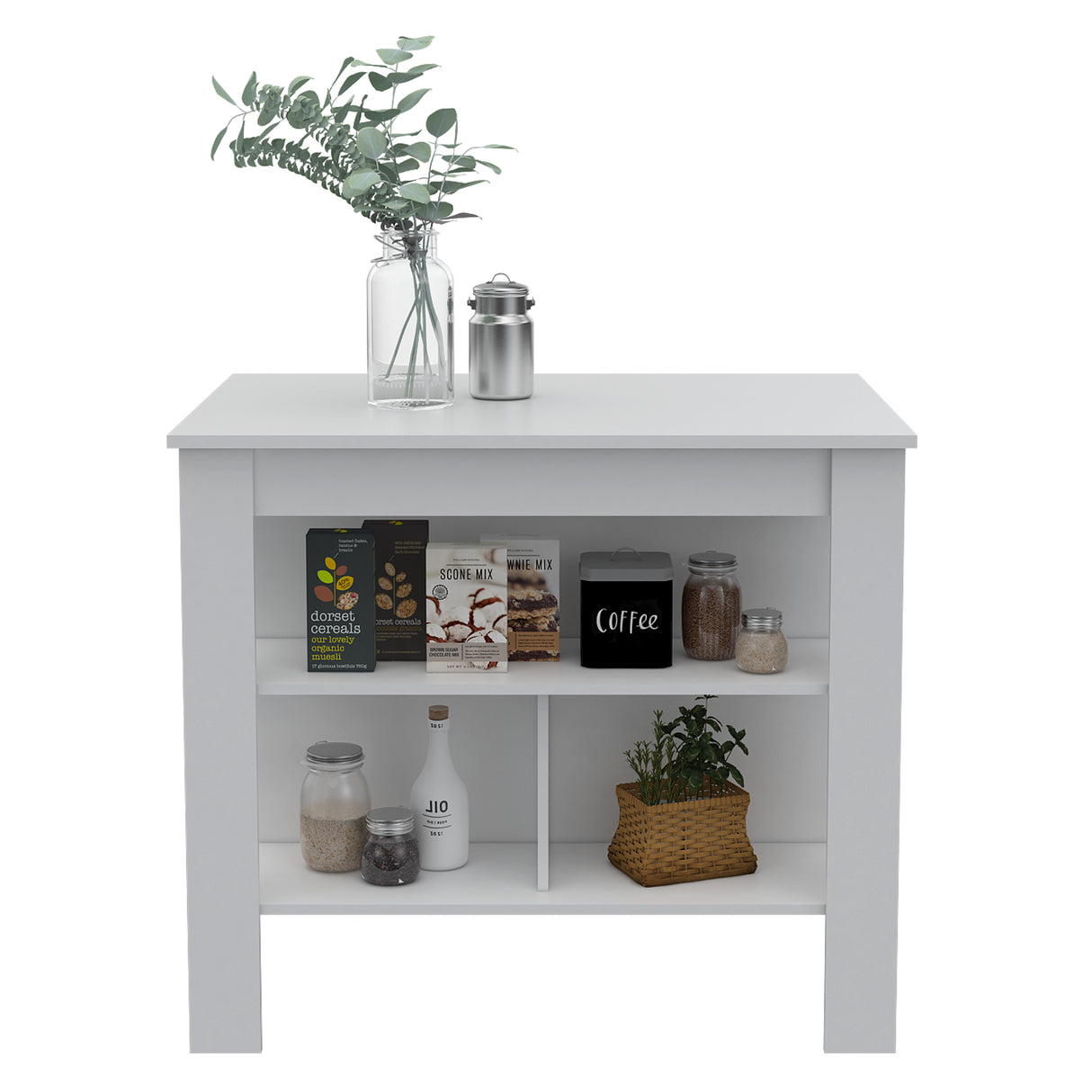 Mueble Auxiliar de Cocina Cala Blanco 103x90cm con Tres Compartimientos - BARRAS Y MUEBLES AUXILIARES | Bylmo