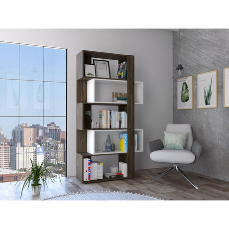 Biblioteca Beijing Coñac 70.2x161.5cm sin Cajones y con Cinco Compartimientos - BIBLIOTECAS Y ESTANTERIAS | Bylmo