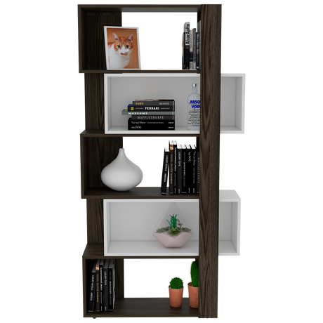 Biblioteca Beijing Coñac 70.2x161.5cm sin Cajones y con Cinco Compartimientos - BIBLIOTECAS Y ESTANTERIAS | Bylmo