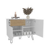Aparador Tori Blanco y Fresno 99.2x80cm con Un Cajón y con Cinco Compartimientos - BIFES Y ARRIMOS | Bylmo