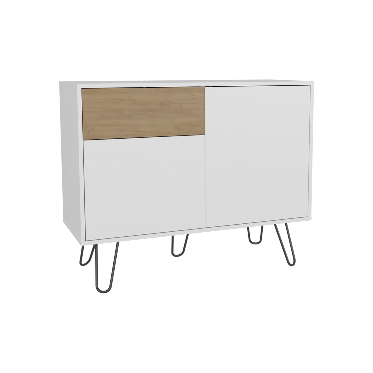 Aparador Tori Blanco y Fresno 99.2x80cm con Un Cajón y con Cinco Compartimientos - BIFES Y ARRIMOS | Bylmo