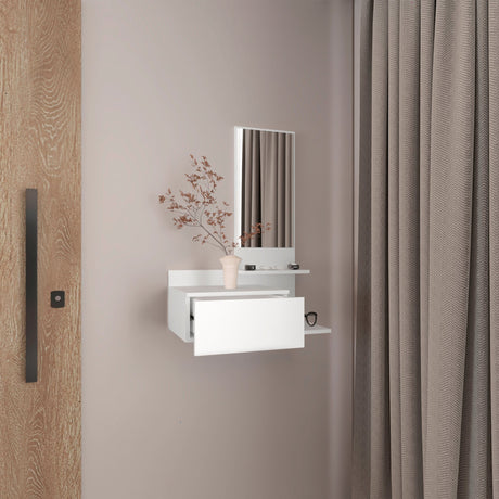 Recibidor Vienna Blanco 60.1x91.95cm con Un Cajón y con Tres Compartimientos - BIFES Y ARRIMOS | Bylmo