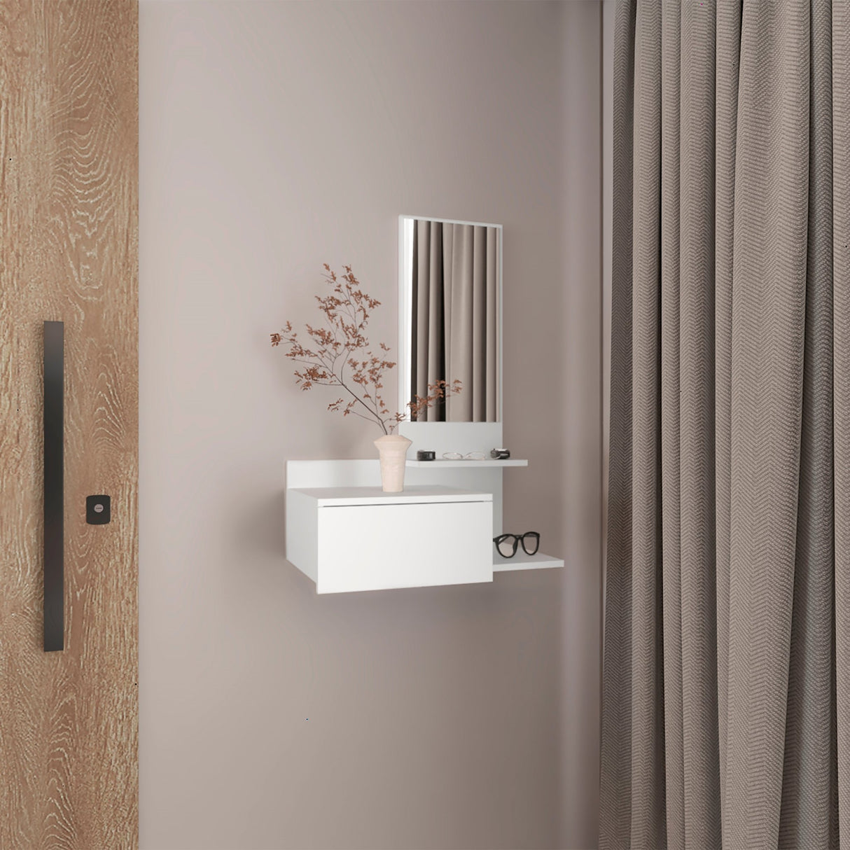 Recibidor Vienna Blanco 60.1x91.95cm con Un Cajón y con Tres Compartimientos - BIFES Y ARRIMOS | Bylmo