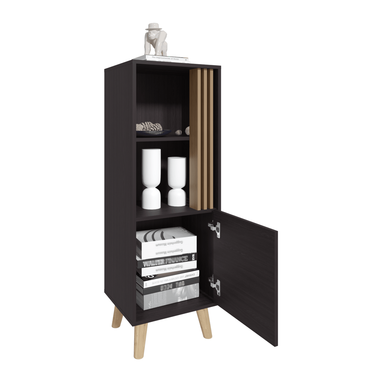 Vitrina Vance Wengue 42x120cm sin Cajones y con Tres Compartimientos - BIFES Y ARRIMOS | Bylmo