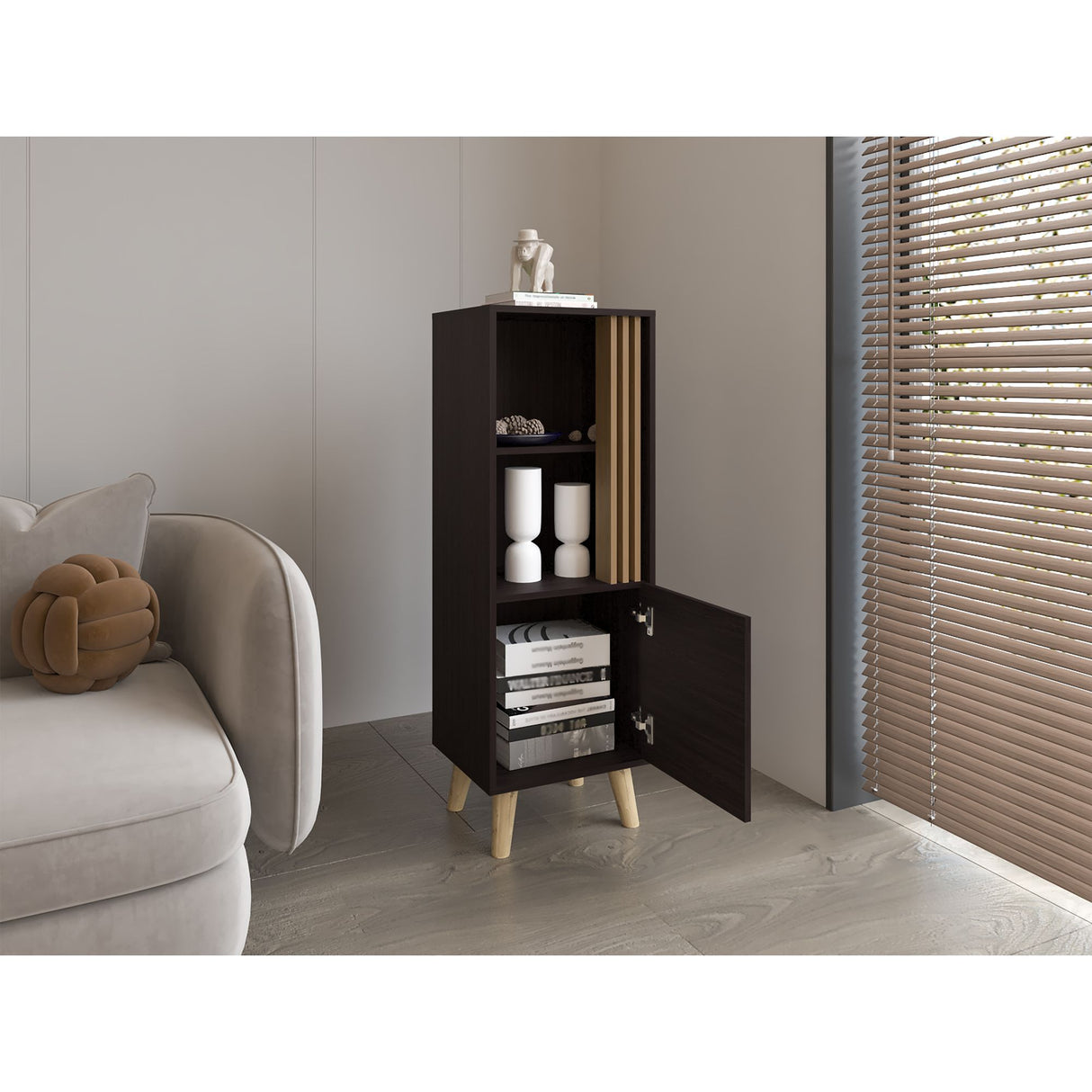 Vitrina Vance Wengue 42x120cm sin Cajones y con Tres Compartimientos - BIFES Y ARRIMOS | Bylmo