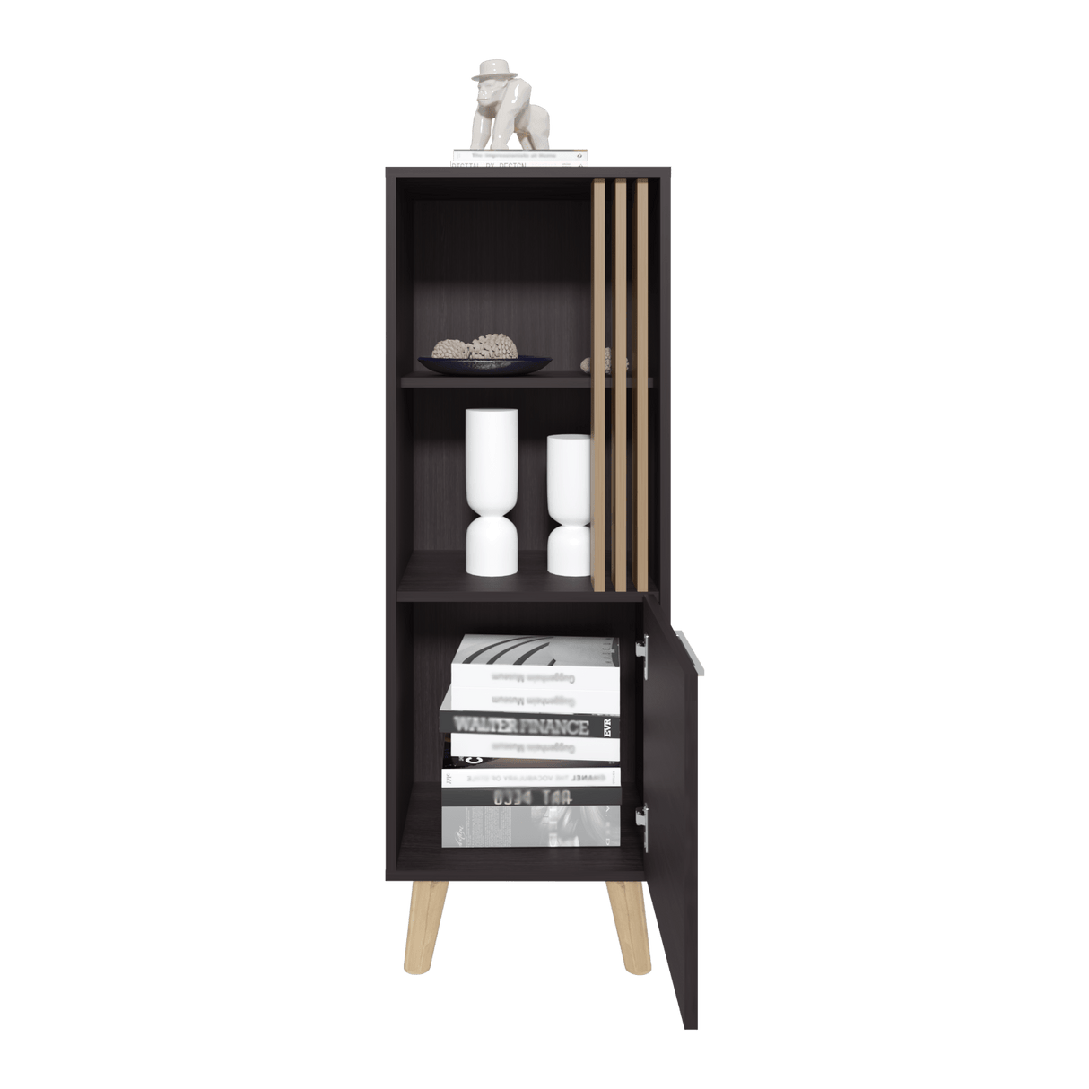 Vitrina Vance Wengue 42x120cm sin Cajones y con Tres Compartimientos - BIFES Y ARRIMOS | Bylmo