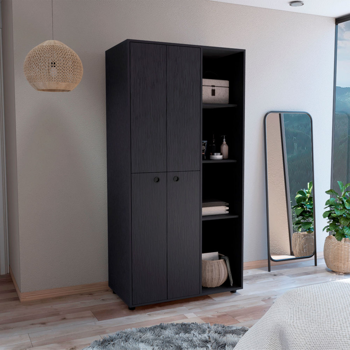 Closet Misuri Wengue 90x182cm con Un Cajón y Siete Compartimientos - CLOSETS | Bylmo