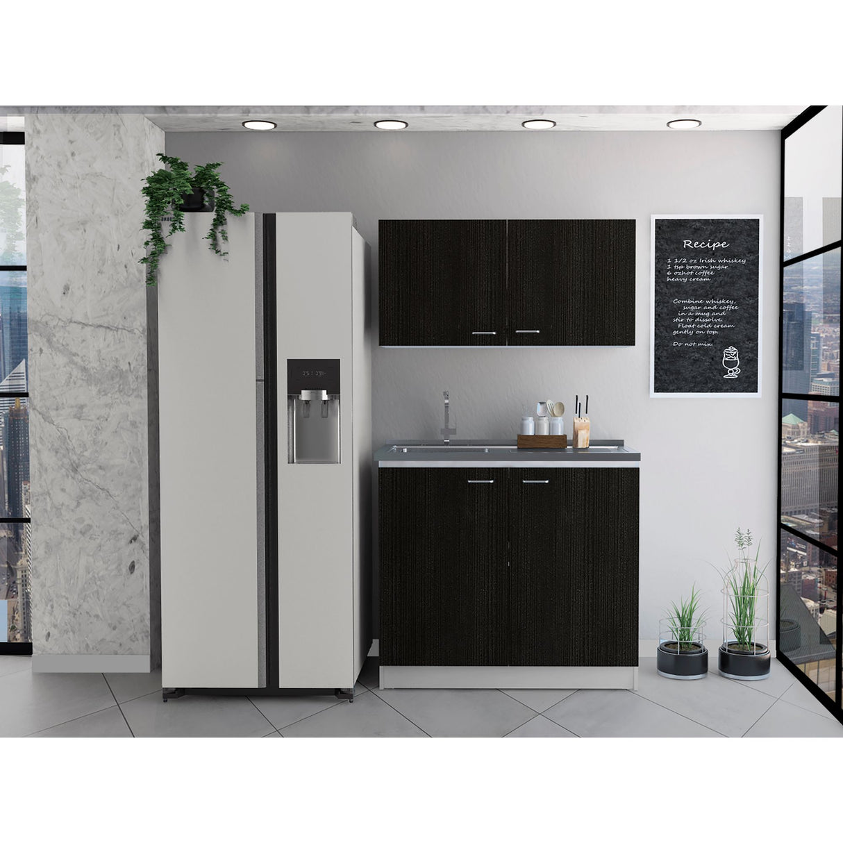 Cocina Napoles Blanco 100x90cm Con Mesón De Acero Inoxidable Y Con Pozuelo Lado Izquierdo - COCINAS | Bylmo