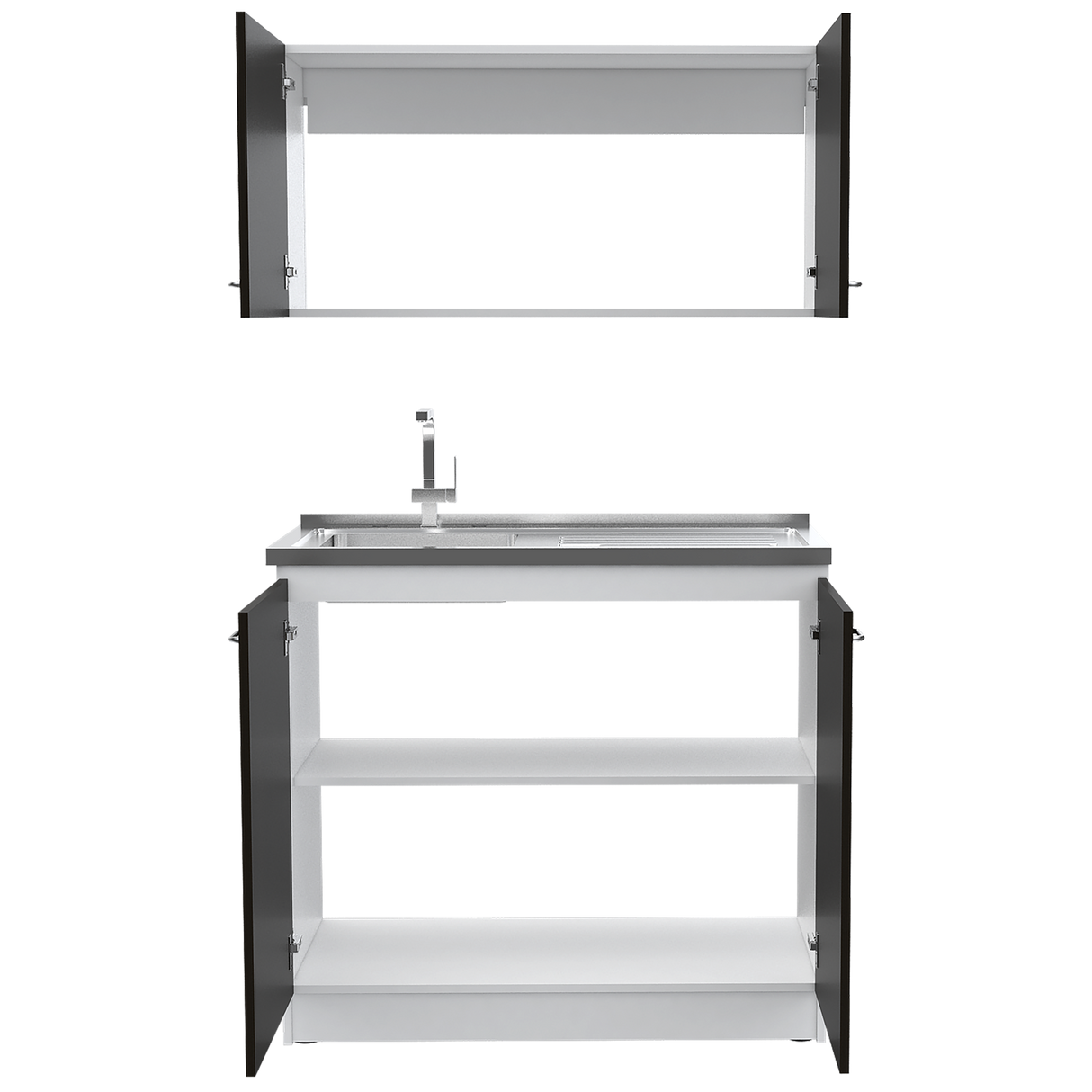 Cocina Napoles Blanco 100x90cm Con Mesón De Acero Inoxidable Y Con Pozuelo Lado Izquierdo - COCINAS | Bylmo