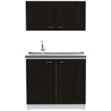 Cocina Napoles Blanco 100x90cm Con Mesón De Acero Inoxidable Y Con Pozuelo Lado Izquierdo - COCINAS | Bylmo