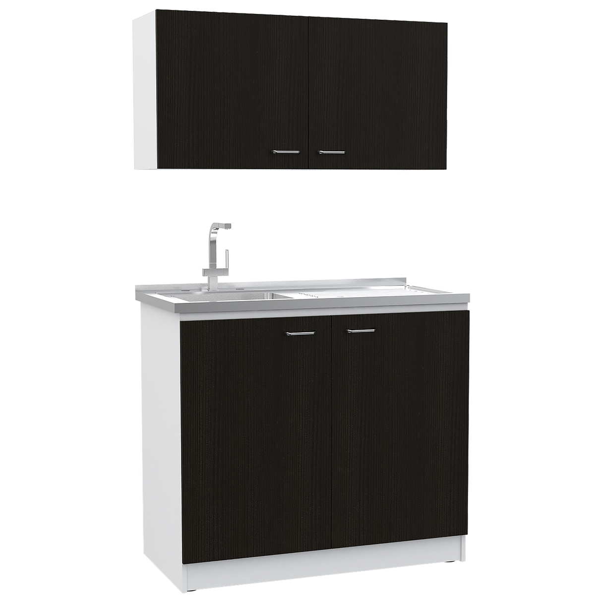 Cocina Napoles Blanco 100x90cm Con Mesón De Acero Inoxidable Y Con Pozuelo Lado Izquierdo - COCINAS | Bylmo