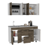 Cocina Boston Blanco 150.6x91.5cm Con Mesón De Acero Inoxidable Y Con Pozuelo Lado Izquierdo - COCINAS | Bylmo