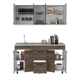 Cocina Boston Blanco 150.6x91.5cm Con Mesón De Acero Inoxidable Y Con Pozuelo Lado Izquierdo - COCINAS | Bylmo
