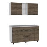 Cocina Boston Blanco 150.6x91.5cm Con Mesón De Acero Inoxidable Y Con Pozuelo Lado Izquierdo - COCINAS | Bylmo