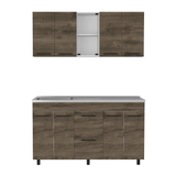 Cocina Boston Blanco 150.6x91.5cm Con Mesón De Acero Inoxidable Y Con Pozuelo Lado Izquierdo - COCINAS | Bylmo