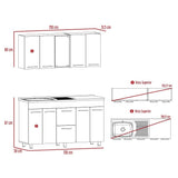 Cocina Boston Blanco 150.6x91.5cm Con Mesón De Acero Inoxidable Y Con Pozuelo Lado Izquierdo - COCINAS | Bylmo