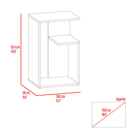 Mesa Auxiliar Everett Fresno 39.8x63.4cm Rectangular Con Tres Compartimientos - MESAS AUXILIARES | Bylmo