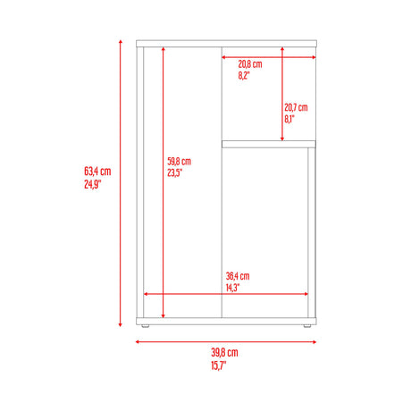 Mesa Auxiliar Everett Fresno 39.8x63.4cm Rectangular Con Tres Compartimientos - MESAS AUXILIARES | Bylmo