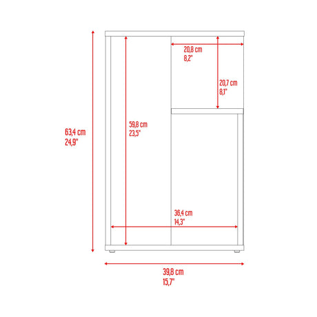 Mesa Auxiliar Everett Fresno 39.8x63.4cm Rectangular con Tres Compartimientos