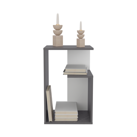 Mesa Auxiliar Everett Onix Y Blanco 39.8x63.4cm Rectangular Con Tres Compartimientos - MESAS AUXILIARES | Bylmo