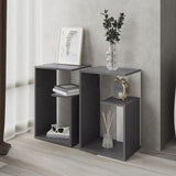 Mesa Auxiliar Everett Onix Y Blanco 39.8x63.4cm Rectangular Con Tres Compartimientos - MESAS AUXILIARES | Bylmo