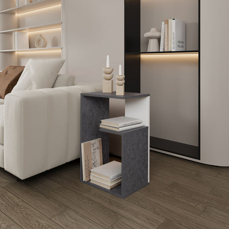 Mesa Auxiliar Everett Onix Y Blanco 39.8x63.4cm Rectangular Con Tres Compartimientos - MESAS AUXILIARES | Bylmo