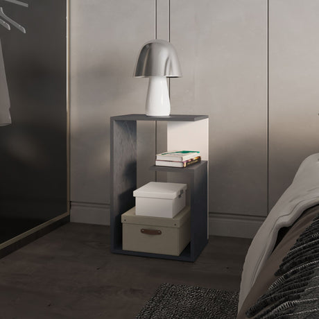 Mesa Auxiliar Everett Onix Y Blanco 39.8x63.4cm Rectangular Con Tres Compartimientos - MESAS AUXILIARES | Bylmo