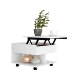 Mesa Auxiliar Transformable Luanda Blanco 55x39.1cm Rectangular Con Ruedas Y Cuatro Compartimientos - MESAS AUXILIARES | Bylmo