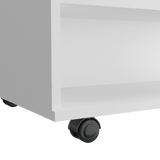 Mesa Auxiliar Transformable Luanda Blanco 55x39.1cm Rectangular Con Ruedas Y Cuatro Compartimientos - MESAS AUXILIARES | Bylmo